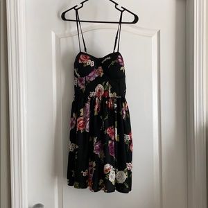 Black Floral Sun Dress, Medium